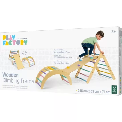 Play Factory háromrészes beltéri fa mászókészlet