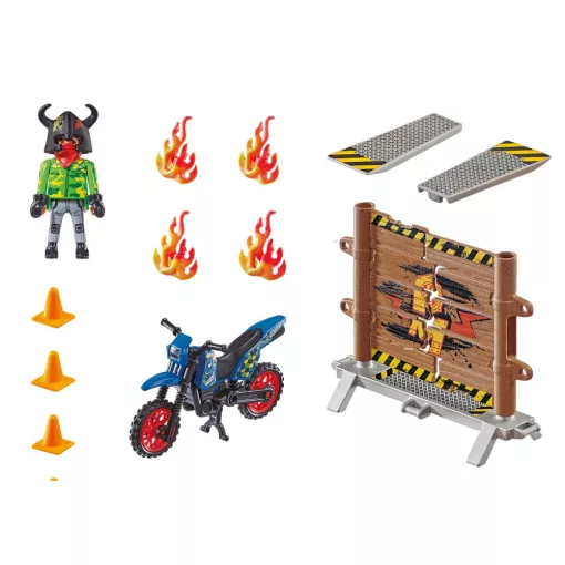 Playmobil 70553 Stuntshow - Crossmotor tüzes fallal