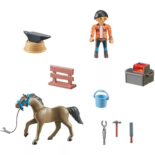 Playmobil 71357 Horses of Waterfall - Achilles és Ben, a patkolókovács