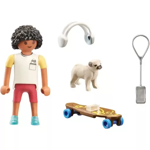 Playmobil 71612 Gördeszkás fiú kiskutyával