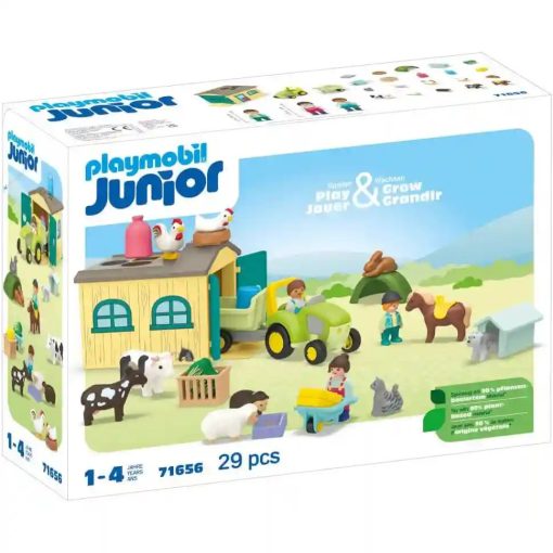 Playmobil 71656 Junior Farm traktorral, pótkocsival és állatokkal