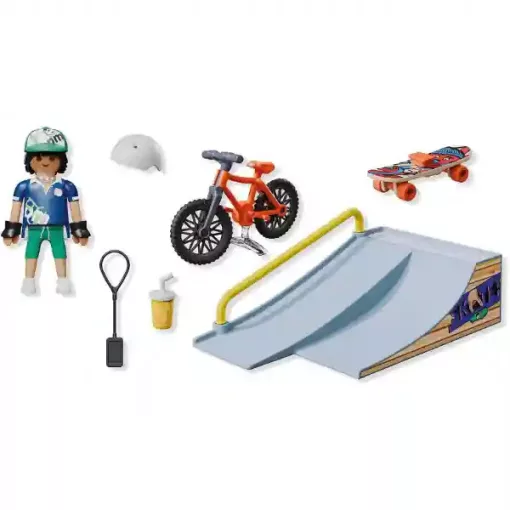 Playmobil 71798 Gördeszkás és biciklis rámpával