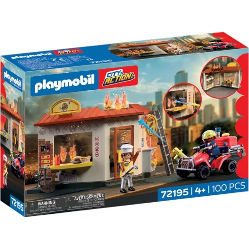 PLAYMOBIL 72195 Tűzoltósági quad hamburgeres standdal