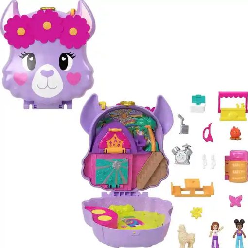 Polly Pocket lámás kemping játékkészlet