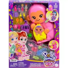 Polly Pocket 2 az 1-ben majomcsalád játékkészlet