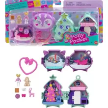 Polly Pocket Holiday Connects karácsonyfa és rénszarvas ünnepi készletek