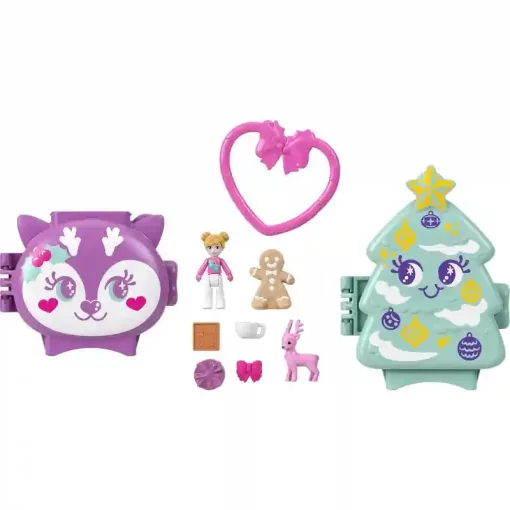 Polly Pocket Holiday Connects karácsonyfa és rénszarvas ünnepi készletek