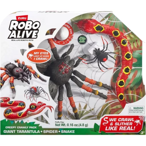 Robo Alive - Robot óriás madárpók, kígyó és fekete özvegy pók készlet