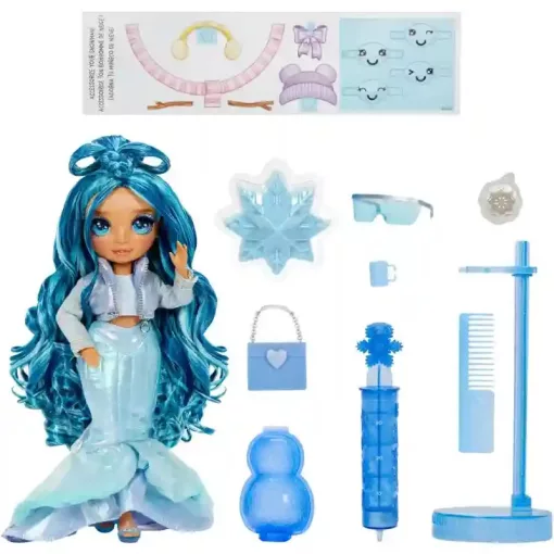 Rainbow High Winter Wonderland - Skyler Bradshaw kék divatbaba kiegészítőkkel