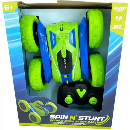 RC Spin N' Stunt kétoldalas távirányítós autó fénnyel - zöld
