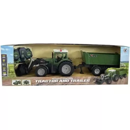 Távirányítós RC traktor utánfutóval 50cm