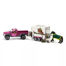 Schleich 42346 Terepjáró lószállítóval és Fríz lóval