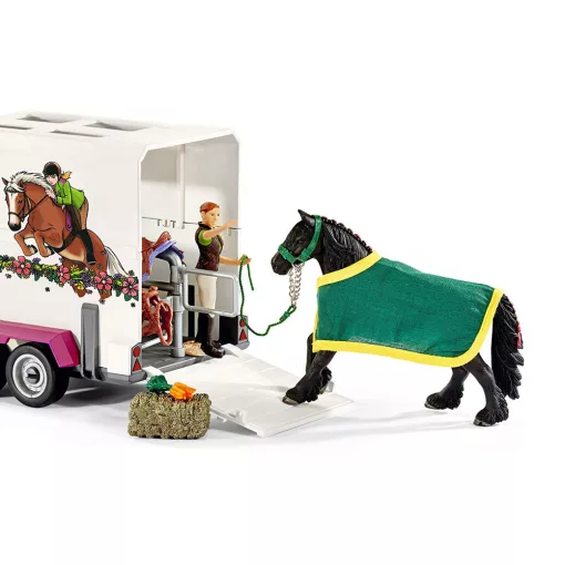 Schleich 42346 Terepjáró lószállítóval és Fríz lóval