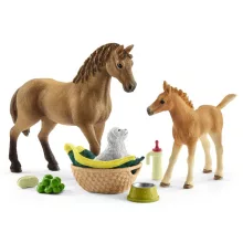 Schleich 42432 Quarter horse kanca és csikója kiskutyával