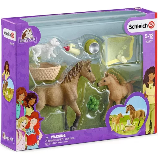 Schleich 42432 Quarter horse kanca és csikója kiskutyával