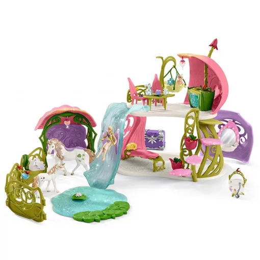 Schleich 42445 Csillogó virágház unikornisokkal, tóval és istállóval