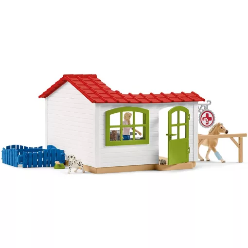 Schleich 42502 Állatorvosi rendelő csikóval és háziállatokkal