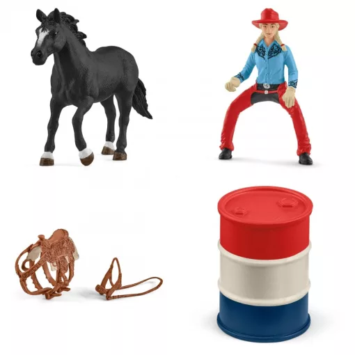 Schleich 42576 Hordóverseny cowgirllel és Appaloosa csődörrel