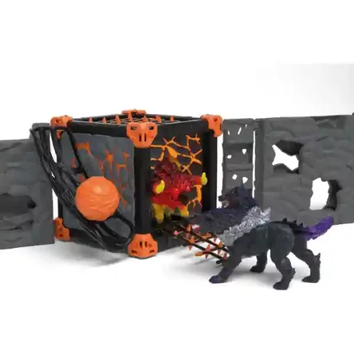 Schleich 42673 BattleCave harci aréna tűzbika és árnykutya figurákkal