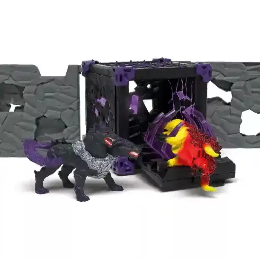 Schleich 42673 BattleCave harci aréna tűzbika és árnykutya figurákkal