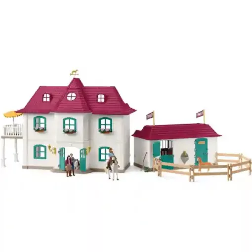 Schleich 42706 Hannah családi háza lovardával és lovakkal (csomagolássérült-új)