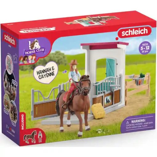 Schleich 42710 Hannah és Cayenne quarter horse lova istállóval