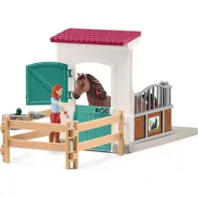 Schleich 42710 Hannah és Cayenne quarter horse lova istállóval