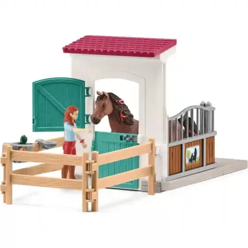 Schleich 42710 Hannah és Cayenne quarter horse lova istállóval