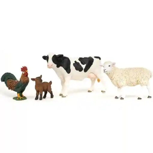 Schleich 42729 A farm állatai válogatás (tehén, kakas, bárány, kecskegida)