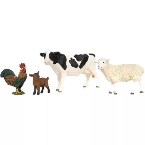 Schleich 42729 A farm állatai válogatás (tehén, kakas, bárány, kecskegida)