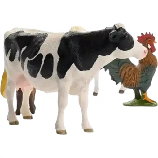 Schleich 42729 A farm állatai válogatás (tehén, kakas, bárány, kecskegida)