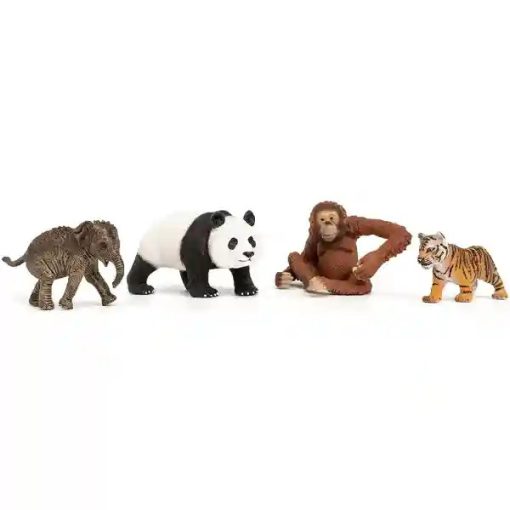 Schleich 42736 Ázsia vadállatai válogatás (kiselefánt, óriáspanda, orangután, tigriskölyök)