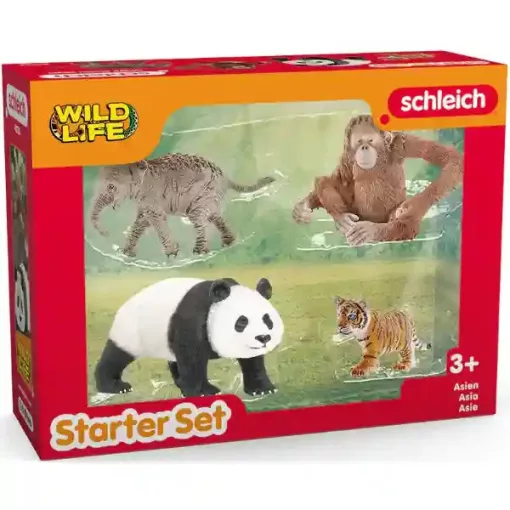 Schleich 42736 Ázsia vadállatai válogatás (kiselefánt, óriáspanda, orangután, tigriskölyök)