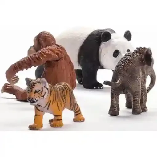 Schleich 42736 Ázsia vadállatai válogatás (kiselefánt, óriáspanda, orangután, tigriskölyök)