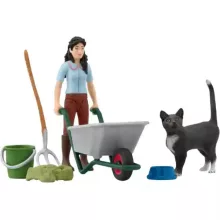 Schleich 42747 Istálló takarító készlet Emilyvel és cicájával