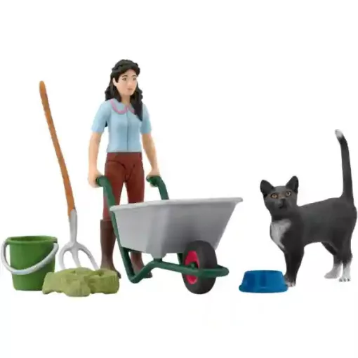 Schleich 42747 Istálló takarító készlet Emilyvel és cicájával