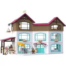 SCHLEICH 42785 Lakeside lakóház istállóval és lovakkal