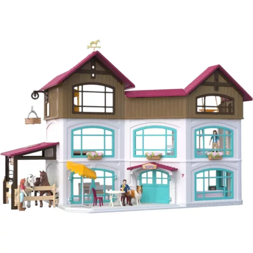 SCHLEICH 42785 Lakeside lakóház istállóval és lovakkal