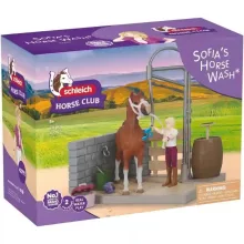 Schleich 42792 Sofia és Amerikai Saddlebred lova a lómosó helyen