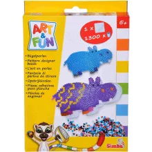 Simba Toys Art & Fun - 1300 darabos vasalható gyöngykészlet víziló alakú sablonnal