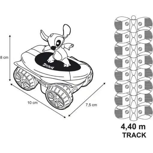 Smoby FleXtreme Disney - Stitch kezdőkészlet járművel és pályával