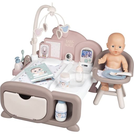 Smoby Baby Nurse babacenter pisilős játékbabával és elektronikus bébiőrrel