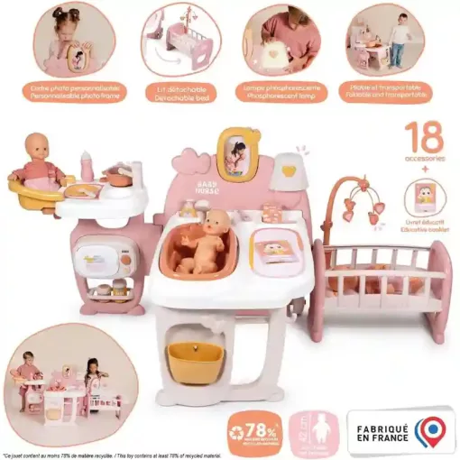 Smoby Baby Nurse 3 az 1-ben nagy babacenter játékbabáknak
