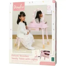 Ivy & Lily fa sminkasztal fénnyel és székkel