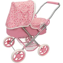 Ivy & Lily összecsukható fémvázas rózsaszín babakocsi játékbabáknak