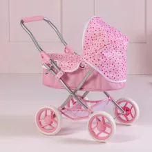 Ivy & Lily összecsukható fémvázas rózsaszín babakocsi játékbabáknak