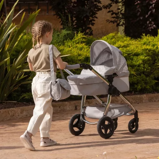 Ivy & Lily 2 az 1-ben premium összecsukható fémvázas babakocsi játékbabáknak