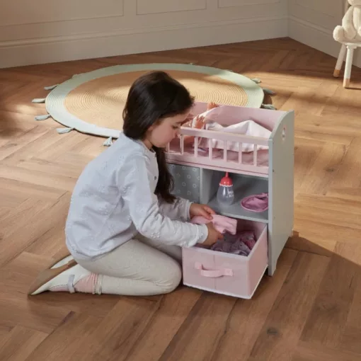 Ivy & Lily fa szekrényes kiságy játékbabáknak