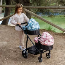 Ivy & Lily összecsukható fémvázas iker babakocsi játékbabáknak