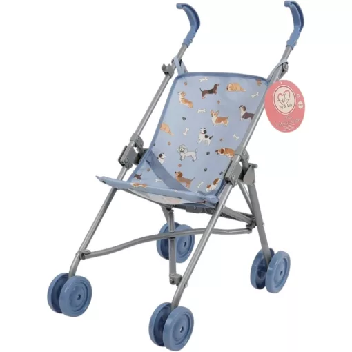 Ivy & Lily összecsukható fémvázas kék babakocsi játékbabáknak